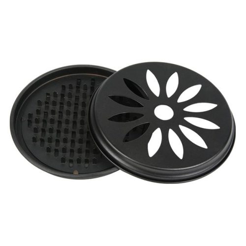 Fekete Fém Szúnyogriasztó Spirál Tartó Virág Mintával Ø15x2cm