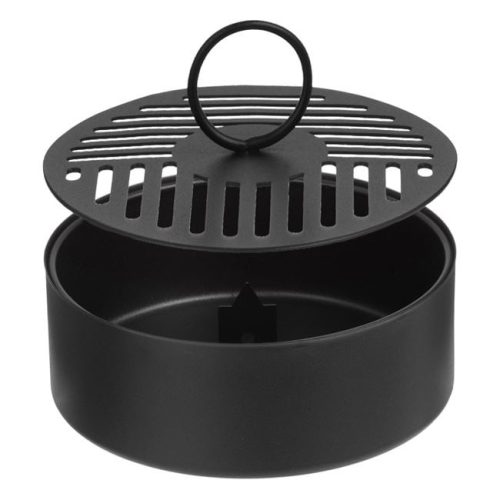 Fémszínű Spirálos Szúnyogriasztó Tartó, Vízszintes és Függőleges Csíkozással - Ø15x5,5 cm