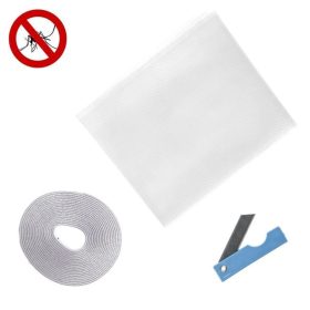   Fehér szúnyogháló ablakra rögzítőszalaggal és vágóval, 150x150 cm