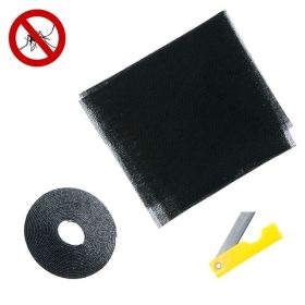   Fekete szúnyogháló ablakra vágókéssel és öntapadó szalaggal, 1.5x1.8m