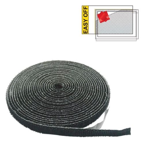 Öntapadós Tépőzáras Szalag Szúnyoghálóhoz (Horgos), Fekete, 4mx2.5cm