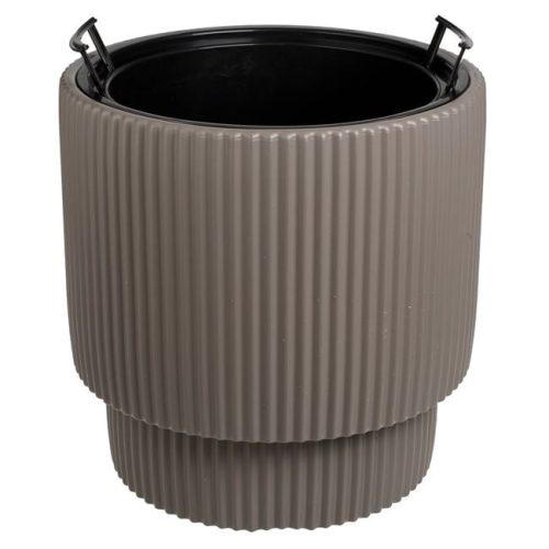 Mokka Színű Bordázott Műanyag Virágcserép - Ø36x36,5cm - 16L