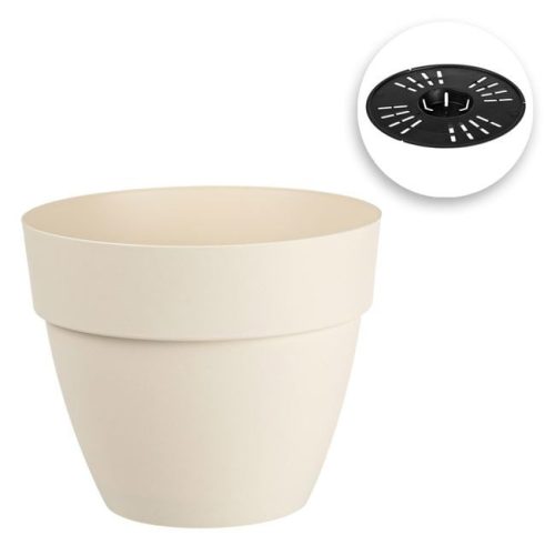 Vanília Színű Műanyag Virágcserép Drénrendszerrel - Ø35x29.5cm, 19.5L
