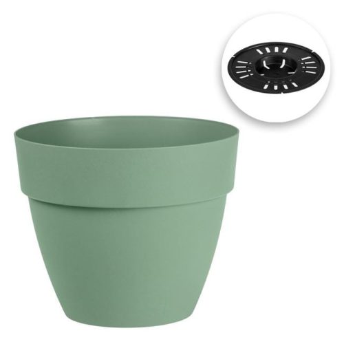 Műanyag Virágcserép Drénrendszerrel, Olívazöld, 7L - Ø25x21cm