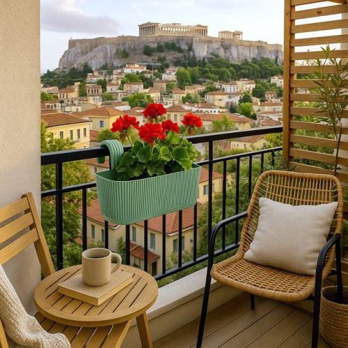 Menta színű bordázott műanyag balkonláda korlátra 3.2L