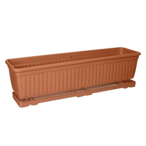 Műanyag Balkonláda Beépített Alátéttel, Terrakotta, 15L - 71x18.5x17 cm