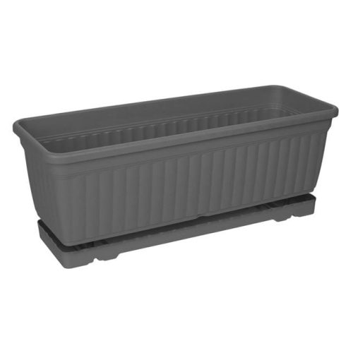 Antracit műanyag balkonláda beépített alátéttel - 11L, 50.5 cm