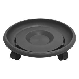   Antracit Műanyag Alátét Gurulós Virágcseréphez Ø28.5x9cm