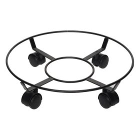 Gurulós fém virágcserép alátét, fekete, Ø35x9.5 cm