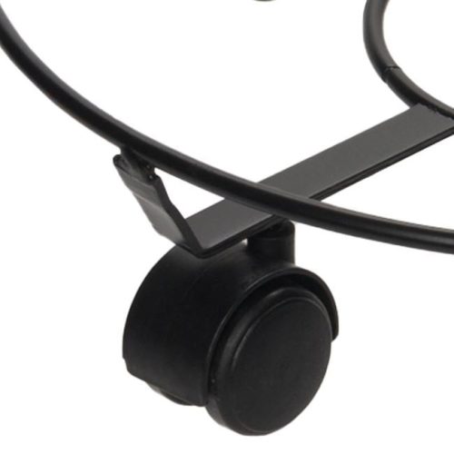 Gurulós fém virágcserép alátét, fekete, Ø35x9.5 cm