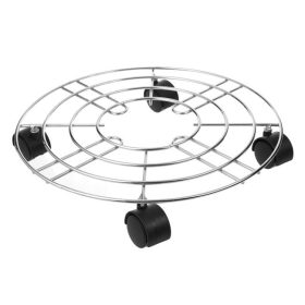 Ezüstszínű fém gurulós virágcserép alátét Ø35x6cm