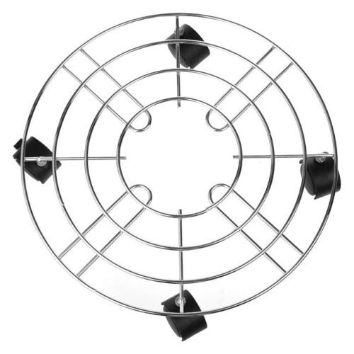 Ezüstszínű fém gurulós virágcserép alátét Ø35x6cm