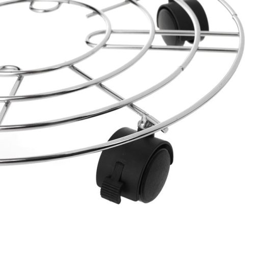 Ezüstszínű fém gurulós virágcserép alátét Ø35x6cm