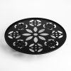 Fekete Fém Virágcserép Alátét Görgőkkel és Virágmintával Ø30.5x6cm