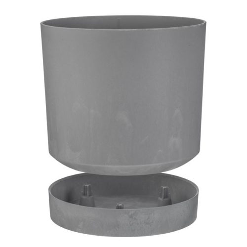 Szürke Beton Hatású Műanyag Kaspó Aljjal, Újrahasznosított Anyagból 15x15cm