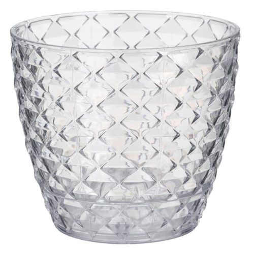 Átlátszó Műanyag Orchidea Kaspó Diamond Mintával és Beépített Alátéttel Ø17,3x14,5cm - 2,5L