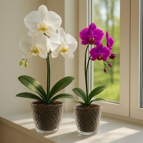 Átlátszó Műanyag Orchidea Kaspó Diamond Mintával és Beépített Alátéttel Ø17,3x14,5cm - 2,5L