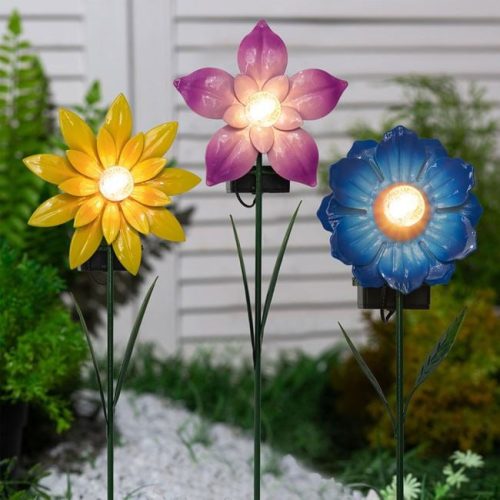 Virág Alakú Szolár Kerti Dekoráció 1 Meleg Fehér LED-del - 46cm