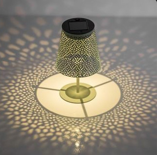 Szolár Asztali Lámpa Perforált Búrával, 3 Különböző Színben Ø10x22cm