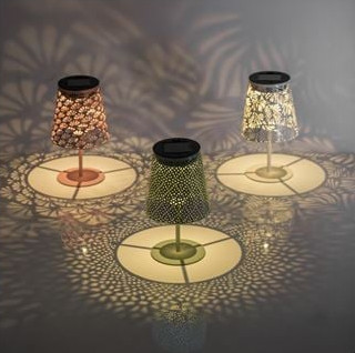 Szolár Asztali Lámpa Perforált Búrával, 3 Különböző Színben Ø10x22cm