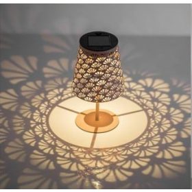   Szolár Asztali Lámpa Perforált Búrával, 3 Különböző Színben Ø10x22cm