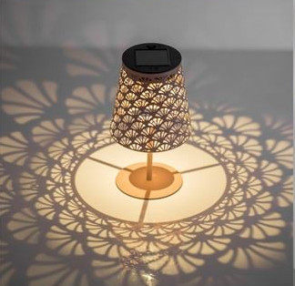 Szolár Asztali Lámpa Perforált Búrával, 3 Különböző Színben Ø10x22cm