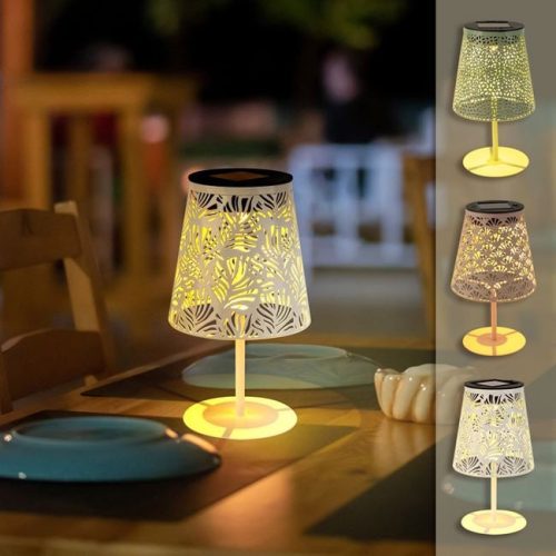 Szolár Asztali Lámpa Perforált Búrával, 3 Különböző Színben Ø10x22cm