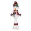 Karácsonyi Dekoratív Figura Hóember Piros-Szürke Kockás Mellénnyel 55cm