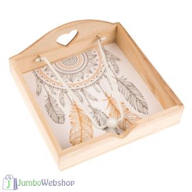 Szivecskés - fa szalvétatartó - fém nehezékkel