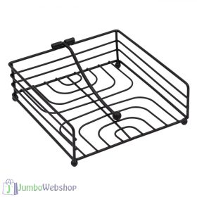   Fém szalvétatartó - nehezékkel - csíkos mintázattal - fekete