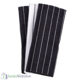 Fekete, csíkos - mikroszálas konyharuha csomag - 3db