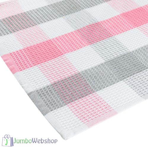 Rózsaszín, szürke - kockás konyharuha