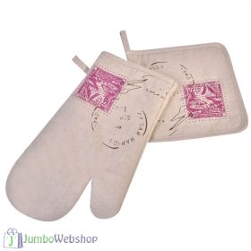 Mintás - len - Edényfogó kesztyű - postai bélyeg