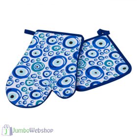 Mintás - pamut - Edényfogó kesztyű - kék szemek