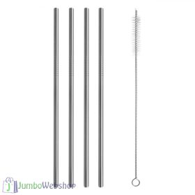 Rozsdamentes acél szívószál szett - ezüst