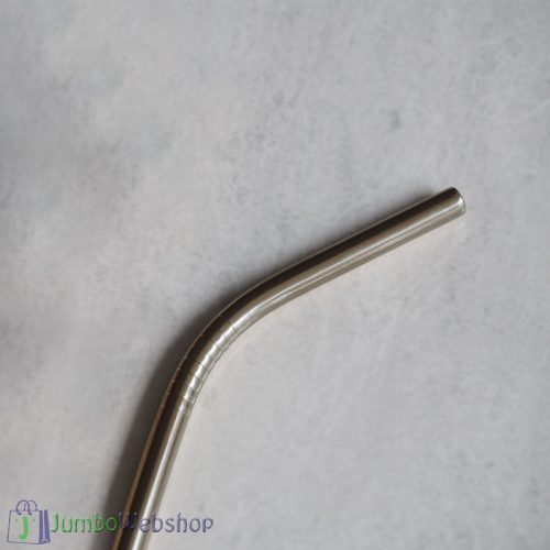 Rozsdamentes acél - ívelt szívószál szett - ezüst