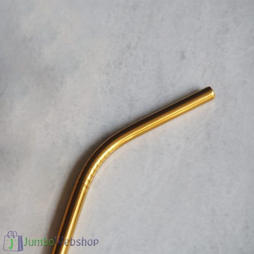 Rozsdamentes acél - ívelt szívószál szett - arany