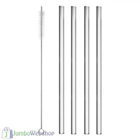 Átlátszó üveg szívószál szett - 5db