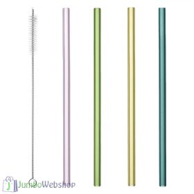 Színes üveg szívószál szett - 5db