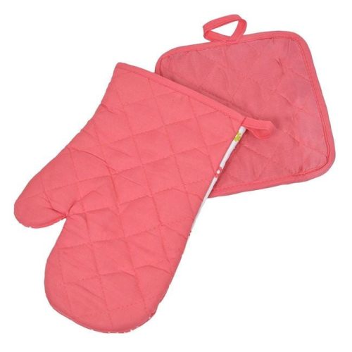 Húsvéti konyhai kesztyű és edényfogó szett - Színes tojások és virágok „Happy Easter”