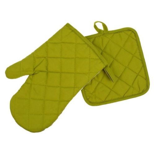 Húsvéti konyhai kesztyű és edényfogó szett, Nyuszi és tojáskoszorú "Happy Easter" - 2 db