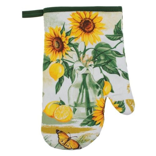 Húsvéti konyhai kesztyű és edényfogó szett - Napraforgó és Citrom mintával, 2 db