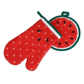   Görögdinnye mintás konyhai kesztyű és edényfogó szett - 2 db