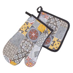   Konyhai kesztyű és edényfogó szett, Bézs-Antracit Tiles - 2 db-os