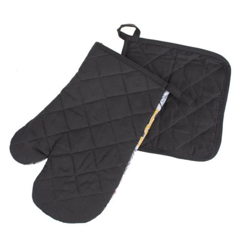 Konyhai kesztyű és edényfogó szett, Bézs-Antracit Tiles - 2 db-os