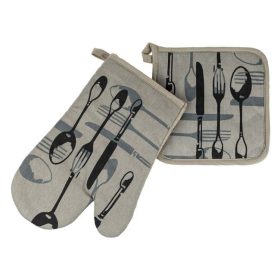 Taupe konyhai kesztyű és edényfogó szett - 2 db
