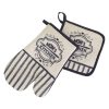 Szürke Konyhai Kesztyű és Edényfogó Szett "Mom's Kitchen" Felirattal - 2 db