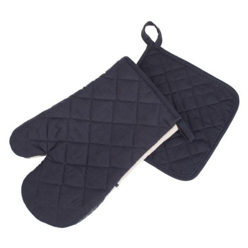 Szürke Konyhai Kesztyű és Edényfogó Szett "Mom's Kitchen" Felirattal - 2 db