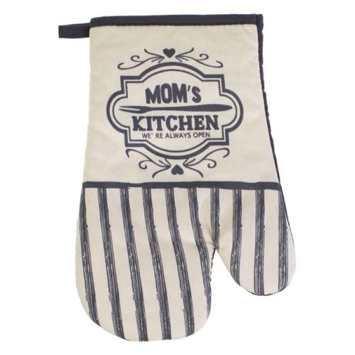 Szürke Konyhai Kesztyű és Edényfogó Szett "Mom's Kitchen" Felirattal - 2 db