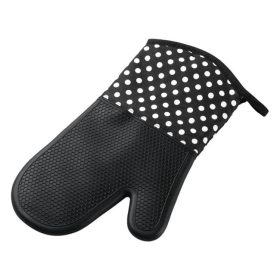   Fekete szilikon konyhai kesztyű mintázott felülettel és béléssel, 32x18,5 cm